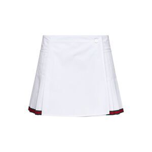 Gucci Women White Poplin Pleated Miniskirt With Web Detail